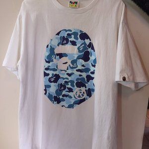 Bape  -A Bathing Ape Men's White T-shirt size XL - Blue Camo